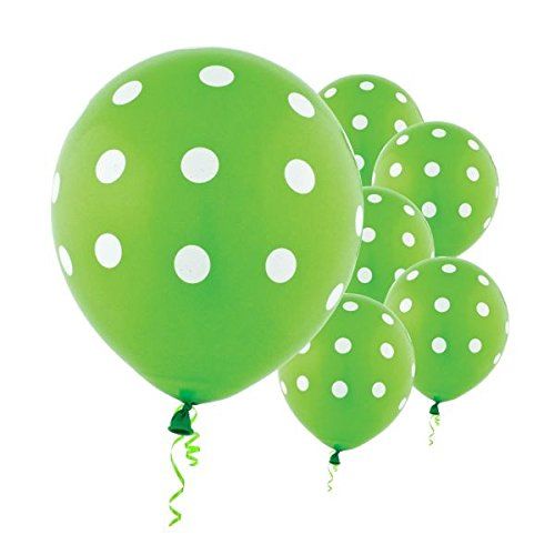 Lime Green Big Polka Dots Balloons - gröna/vitprickiga ballonger