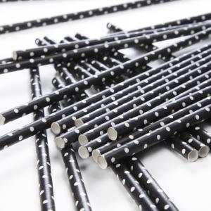 Black Polka Dot Paper Straws - svarta & prickiga sugrör