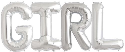 Girl Silver Foil Balloons - bokstavsballonger 41 cm