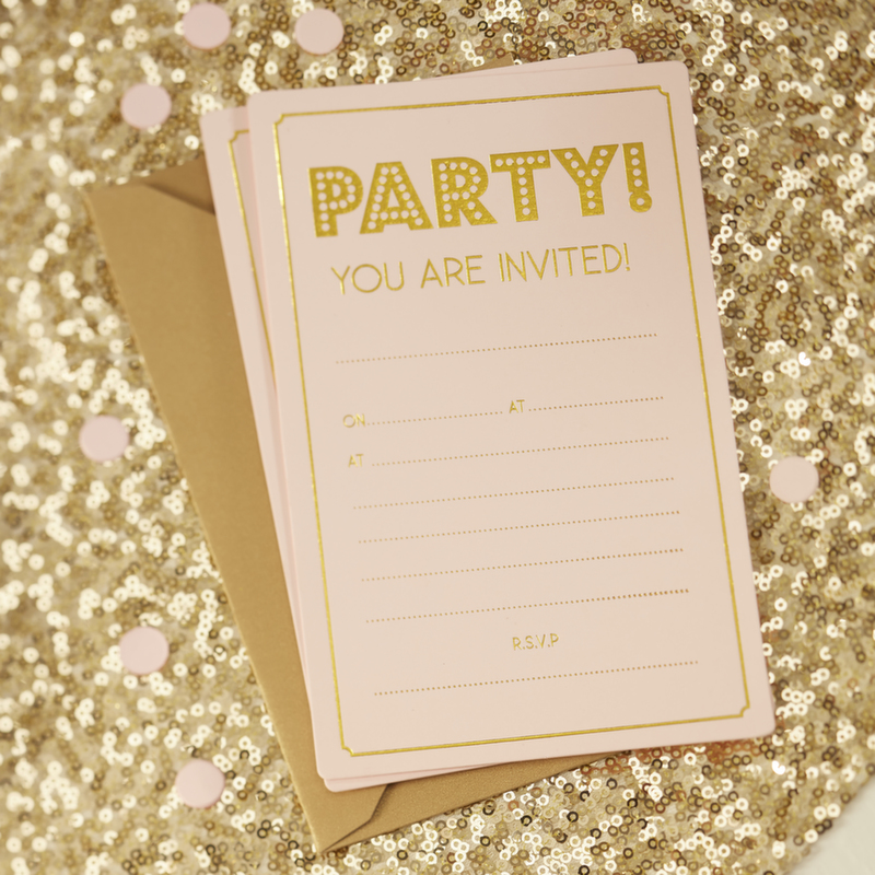 Gold Foiled Party Invitations - Pastel Perfection