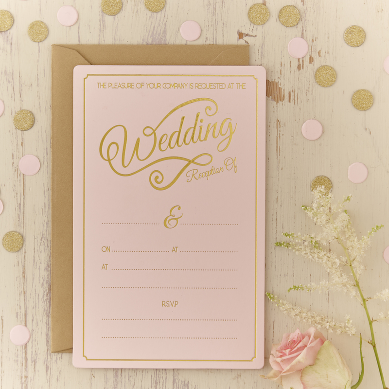 Gold Foiled Wedding Evening Invitations - Pastel Perfection