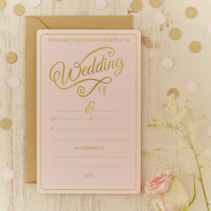 Gold Foiled Wedding Invitations - Pastel Perfection