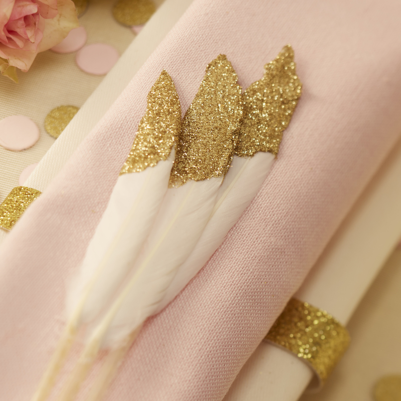 Gold Glitter Dipped Feathers - Pastel Perfection
