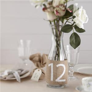 Hessian Burlap Table Numbers 1-12 - Vintage Affair