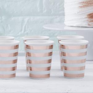 Mint & Rose Gold Paper Cups - Hello World