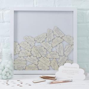 Cloud Drop Top Frame Guest Book - Hello World
