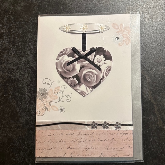 Bröllopskort med strass - Grey Rose