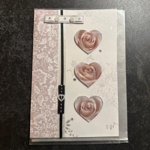 Bröllopskort med strass - Pink Rose