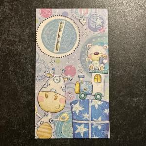 Blått 1-årskort med glitter