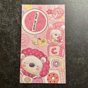 Rosa 1-årskort med glitter