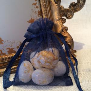 Navy Organza Gift Bags - marinblåa organzapåsar