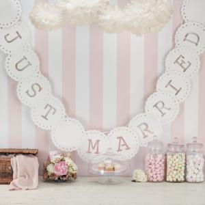 Just Married Bunting Ivory - Vintage Lace
