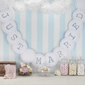 Just Married Bunting White - Vintage Lace