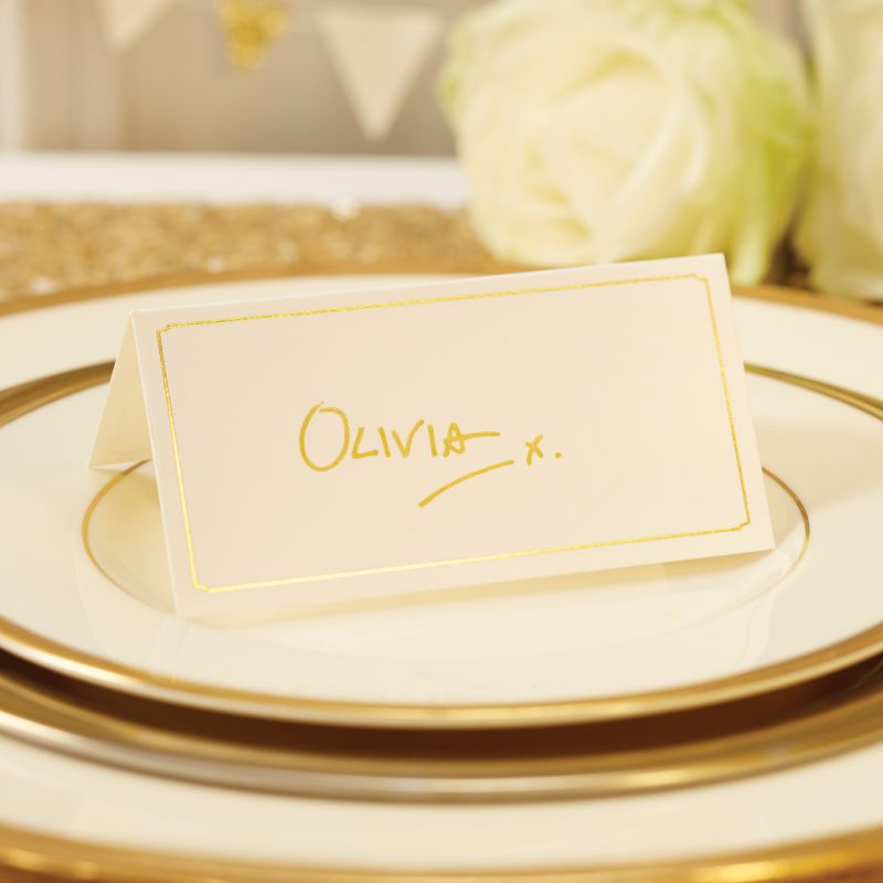 Ivory & Gold Foiled Place Cards - Metallic Perfection