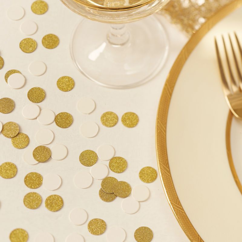 Ivory & Gold Glitter Wedding Confetti - Metallic Perfection