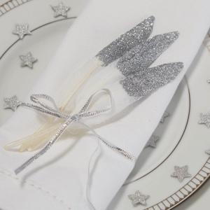 Silver Glitter Dipped Feathers - Metallic Perfection