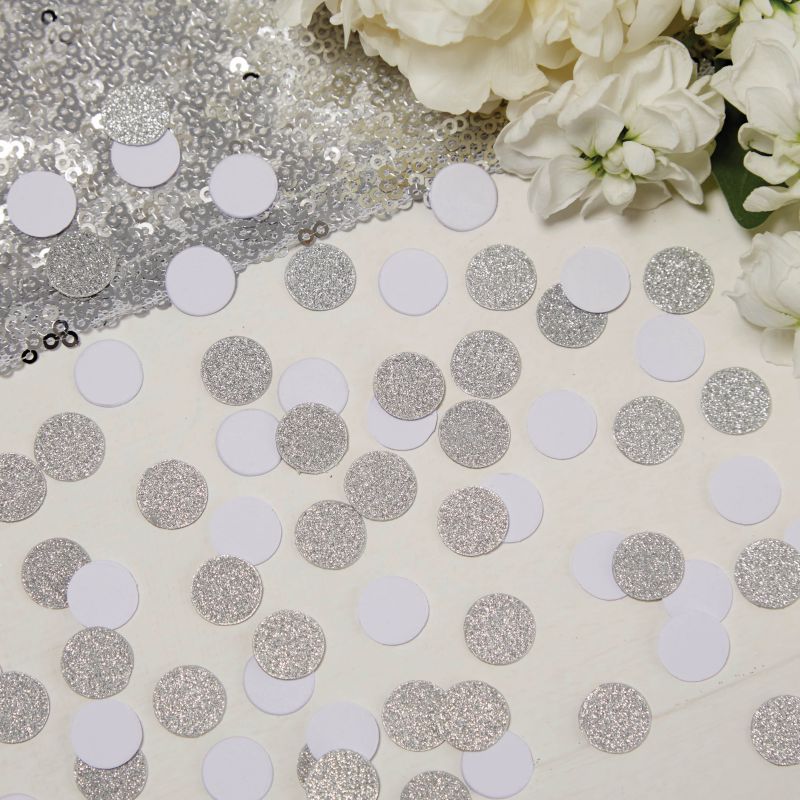 White & Silver Glitter Confetti - Metallic Perfection