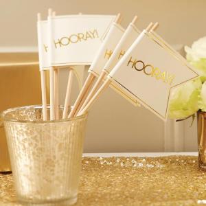 Ivory & Gold Wedding Flags - Metallic Perfection