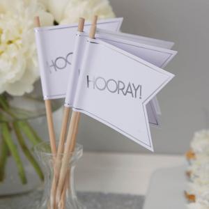 White & Silver Foiled Wedding Flags - Metallic Perfection