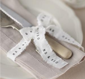 Mr & Mrs White Frayed Ribbon - Vintage Affair