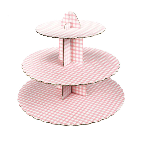 Pink Gingham Cupcake Stand