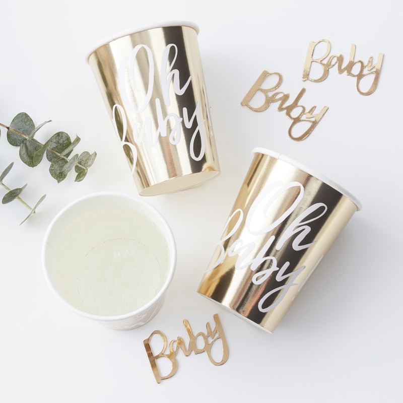 Gold Foiled Oh Baby! Paper Cups - Oh Baby!