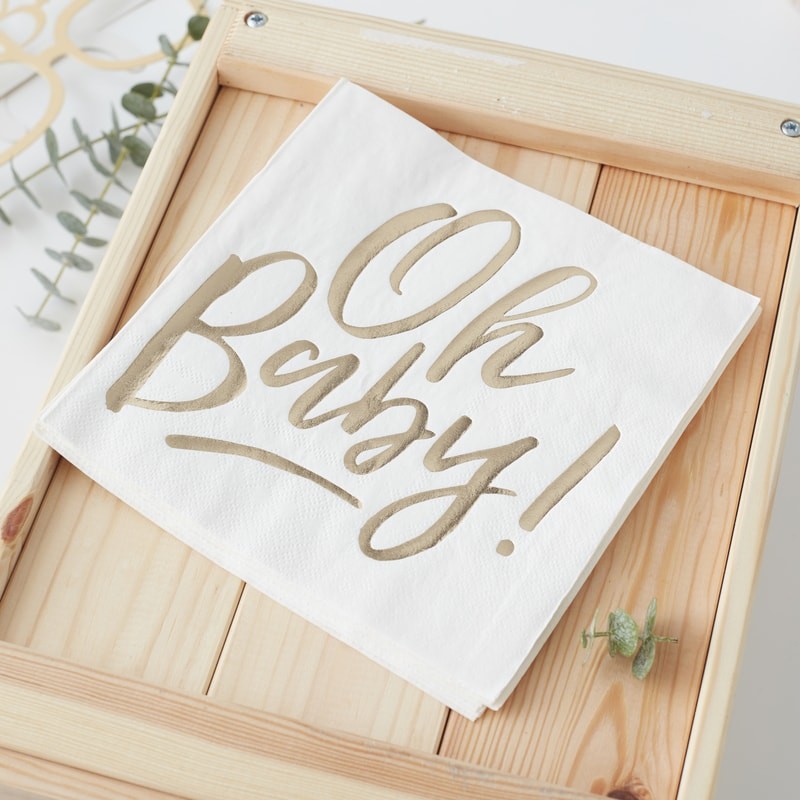Gold Foiled Oh Baby! Paper Napkins - Oh Baby!