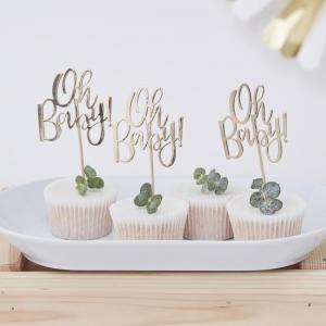 Gold Foiled Oh Baby! Cupcake Toppers - Oh Baby!