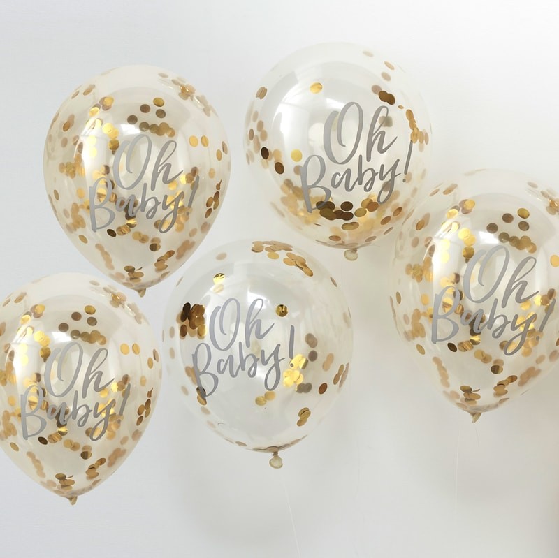 Oh Baby! Printed Gold Confetti Balloons - Oh Baby!