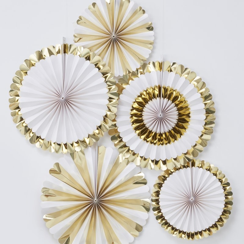 Gold Foiled Fan Decorations - Oh Baby!
