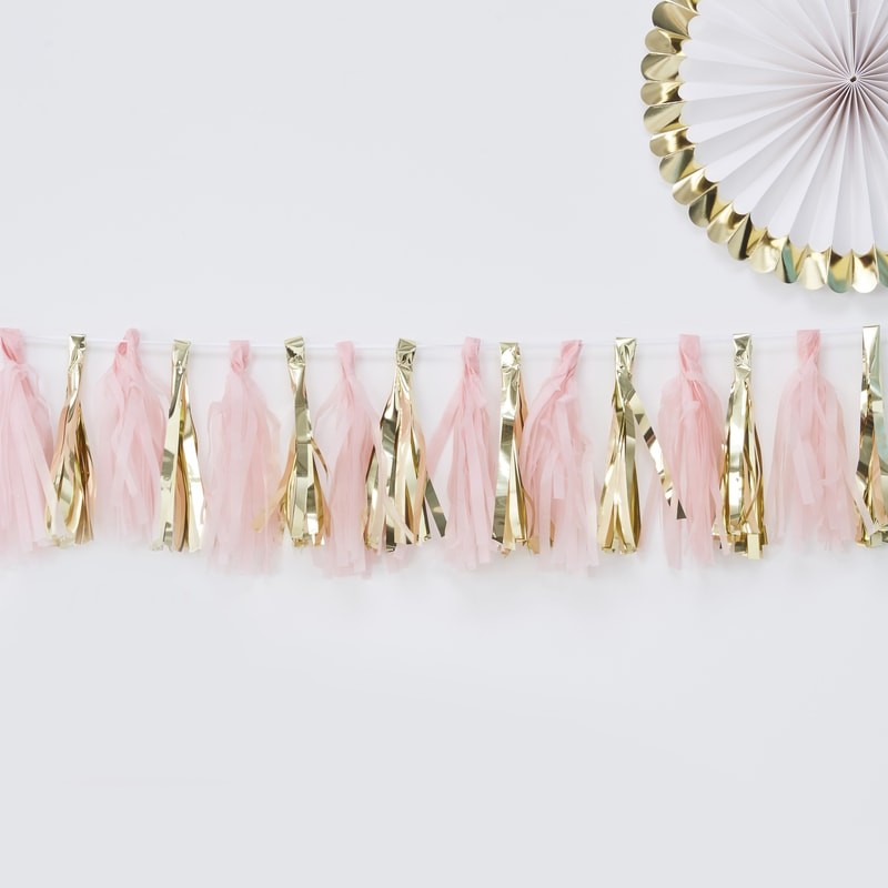 Pink And Gold Tassel Garland - Oh Baby!