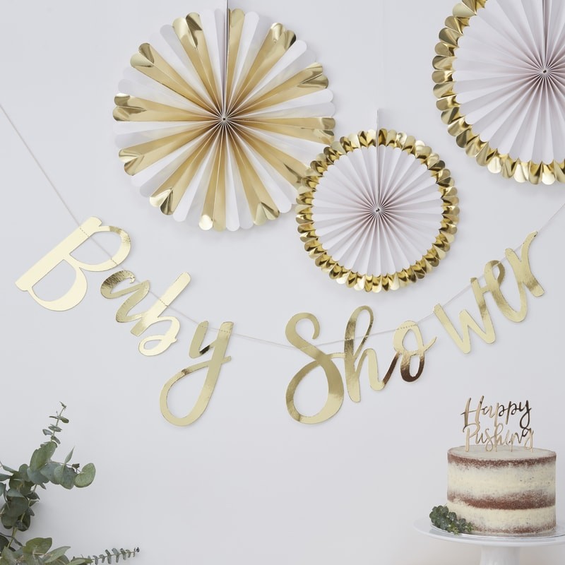 Gold Foiled Baby Shower Bunting - Oh Baby!