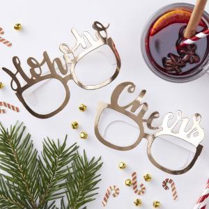 Gold Foiled Festive Funglasses - Red & Gold