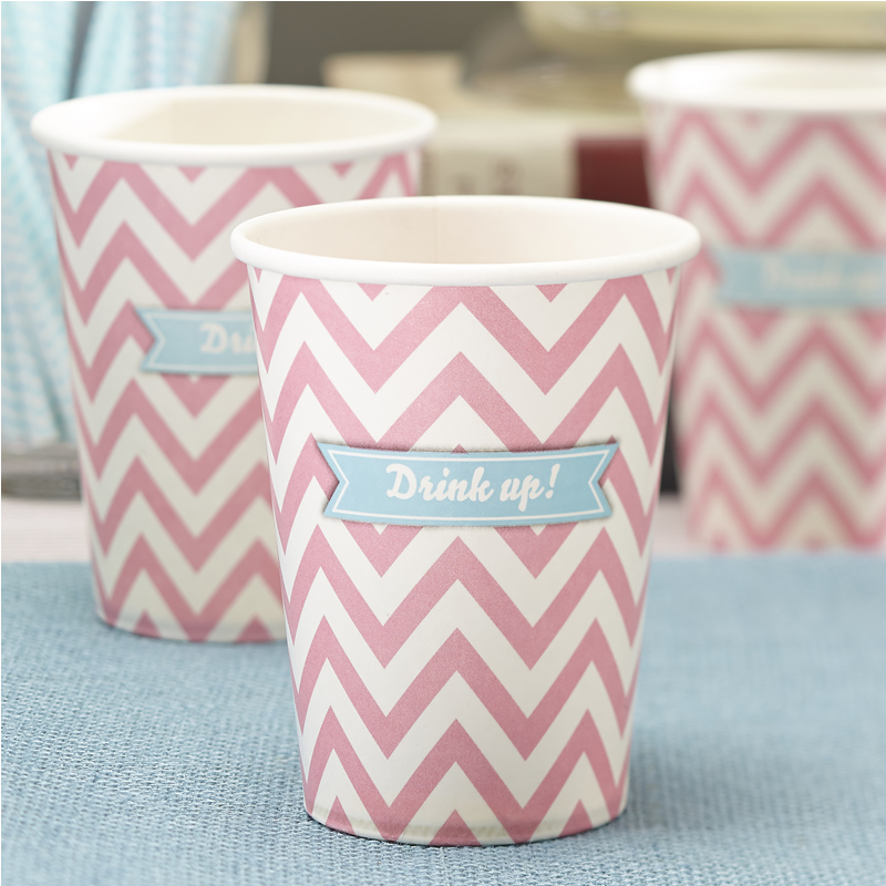 Paper Cups Powder Pink - Chevron Divine
