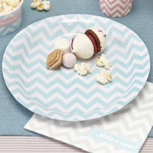 Paper Plates Powder Blue & Mint Green - Chevron Divine