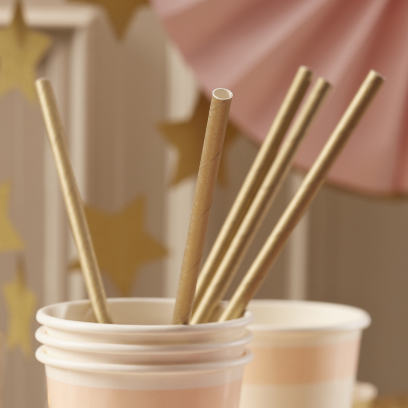 Paper Straws Gold - Pastel Perfection
