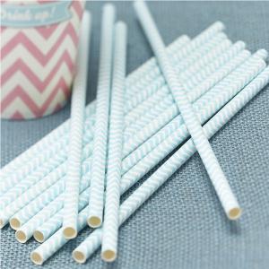 Powder Blue & Mint Green Paper Straws - Chevron Divine