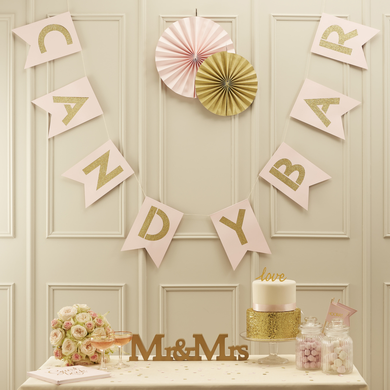 Pink & Gold Candy Bar Bunting - Pastel Perfection