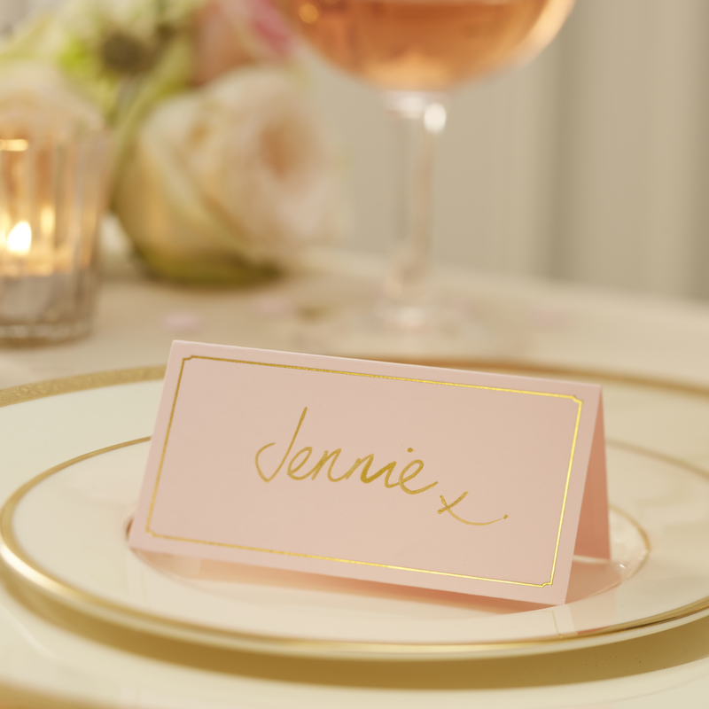Pink & Gold Foil Place Cards - Pastel Perfection