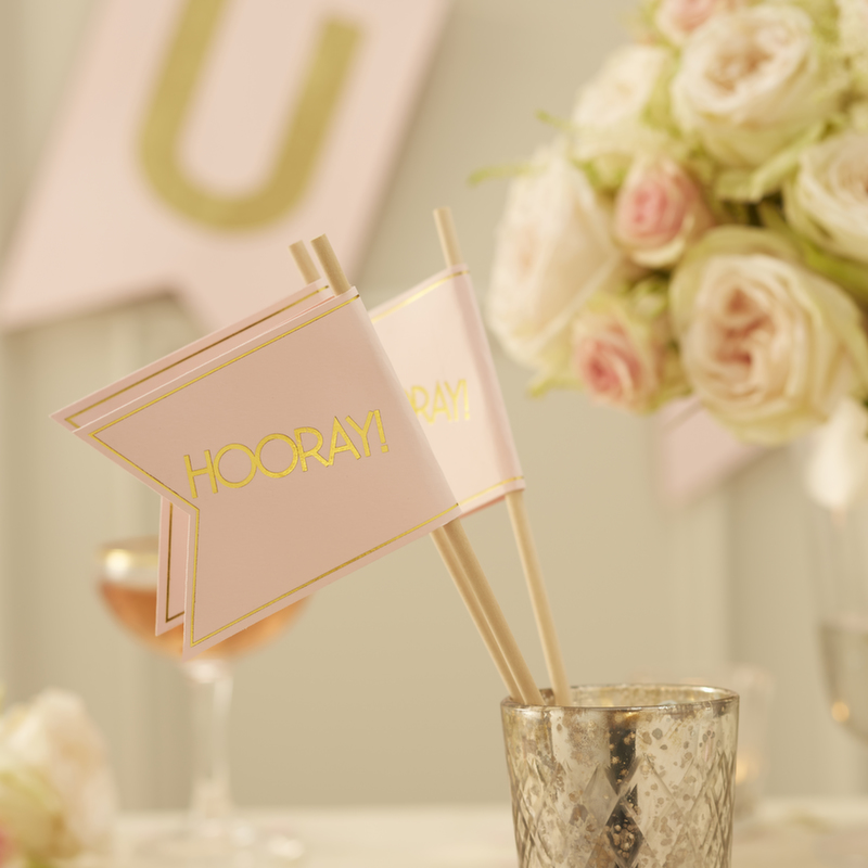 Pink & Gold Foil Flags - Pastel Perfection