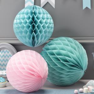Pink & Pastel Honeycomb Balls - Chevron Divine
