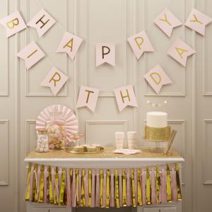 Pink Happy Birthday Foiled Bunting - Pastel Perfection