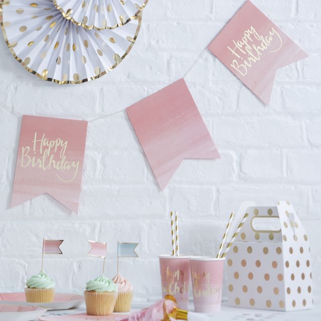 Gold Foiled & Ombre Happy Birthday Bunting - Pick & Mix