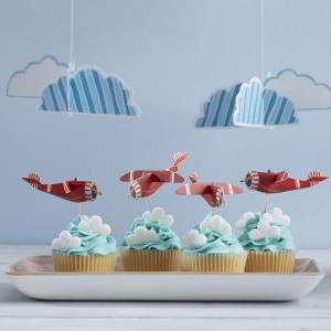 Vintage Plane 3D Cupcake Sticks - Flying High
