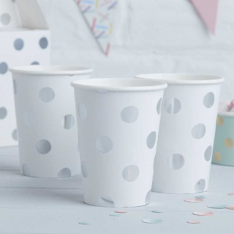 Silver Foiled Polka Dot Paper Cups - Pick & Mix