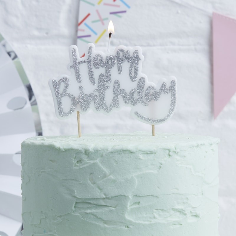 Happy Birthday Silver Candle - Pick & Mix