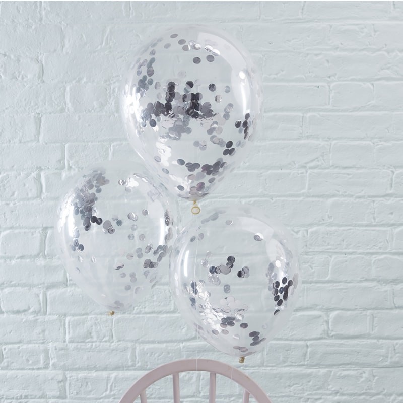 Silver Confetti Filled Balloons - Pick & Mix