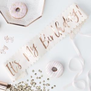 Pink And Rose Gold Happy Birthday Sash - Pick & Mix