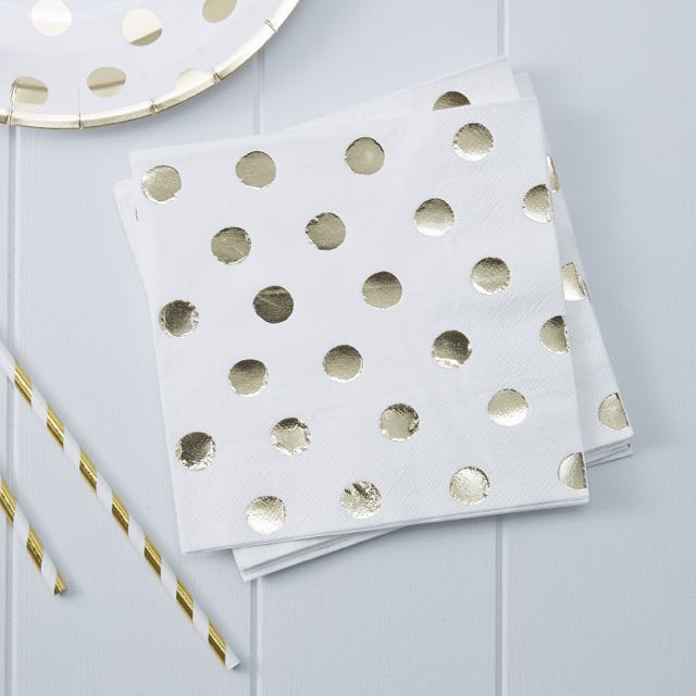 Gold Foiled Polka Dot Paper Napkins - Pick & Mix