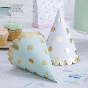 Gold Foiled Polka Dot Party Hats - Pick & Mix